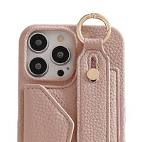 iPhone Umhängehülle Altrosa – veganes Leder mit Kartenfach, längenverstellbarem Umhängeband & Handschlaufe – elegantes Design & sicherer Halt